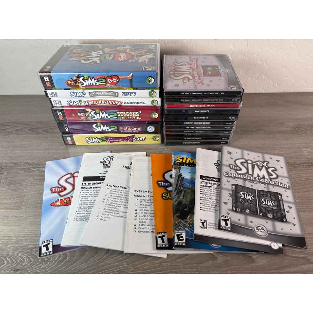 The Sims 2 PC Game Expansion Packs and Bundles Lot with Manuals